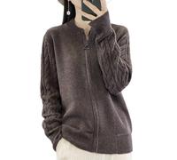 Strickjacke Aus Merinowolle Für Damen Strickjacke Mit Zopfmuster Reißverschluss Vorne Offen Damenpullover Mantel Herbst Winter Weiche Kaschmir Strickjacke Pullover Oberbekleidung Sweatshirt Mantel