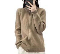 Strickjacke Aus Merinowolle Für Damen Strickjacke Vorne Offen Doppelreißverschluss Damenpullover Mantel Herbst Winter Weiche Kaschmir Strickjacke Pullover Oberbekleidung Sweatshirt Mantel Braun Xl