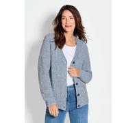 Strickjacke aus Multicolor-Bändchengarn blau 52
