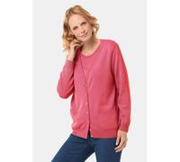 Strickjacke GOLDNER "Uni Merino-Cardigan Langarm", Damen, Gr. 42, rosa (pink), Obermaterial: 100% Schurwolle WV., Basic, Rippe, Strickjacken Strickjacke, Reine Merinowolle (67106356-42) pink