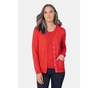 Strickjacke GOLDNER "Kurzgröße Uni Merino-Cardigan Langarm", Damen, Gr. 20, rot, Obermaterial: 100% Schurwolle WV., Basic, normal, Rippe, Strickjacken Strickjacke, Rippenbündchen (58524620-20) rot