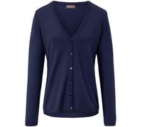 Strickjacke aus Schurwolle und Kaschmir V-Auss Peter Hahn blau 42