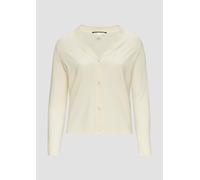 Strickjacke aus Viskosemix mit Rippbündchen 44 creme 2155402.0400.44