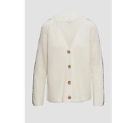 Strickjacke aus Wollmix mit Kontrast-Details 40 creme