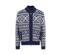 Strickjacke aus Wollmix mit Norweger-Muster und Reißverschluss navy / XXL