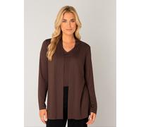 Strickjacke BASE LEVEL "Yayla", Damen, Gr. 38, braun, Strick, Obermaterial: 94% Viskose, 6% Elasthan, unifarben, figurumspielend hüftlang, tiefer Rundhals, angesetztes Bündchen, Strickjacken Strickjac