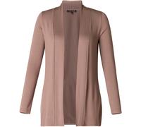 Strickjacke BASE LEVEL "Yayla", Damen, Gr. 38, grau (taupe), Strick, Obermaterial: 94% Viskose, 6% Elasthan, unifarben, figurumspielend hüftlang, tiefer Rundhals, angesetztes Bündchen, Strickjacken St