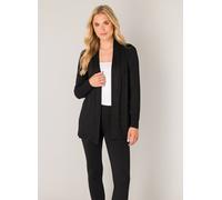 Strickjacke BASE LEVEL "Yayla", Damen, Gr. 44, schwarz, Strick, Obermaterial: 94% Viskose, 6% Elasthan, unifarben, figurumspielend hüftlang, tiefer Rundhals, angesetztes Bündchen, Strickjacken Strickj