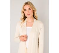 Strickjacke BASE LEVEL "Yayla", Damen, Gr. 48, beige (light beige), Strick, Obermaterial: 94% Viskose, 6% Elasthan, unifarben, figurumspielend hüftlang, tiefer Rundhals, Rippbündchen, Strickjacken Str