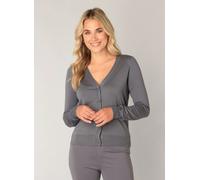 Strickjacke BASE LEVEL "Yvon", Damen, Gr. 38, grau (dunkelgrau), Strick, Obermaterial: 80% Viskose, 20% Nylon, figurbetont hüftlang, V-Ausschnitt, Bündchen, Strickjacken Strickjacke (20456648-38) dunk