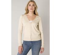 Strickjacke BASE LEVEL "Yvon", Damen, Gr. 42, beige, Strick, Obermaterial: 80% Viskose, 20% Nylon, unifarben, figurbetont hüftlang, V-Ausschnitt, Bündchen, Strickjacken Strickjacke (63911832-42) beige