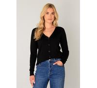 Strickjacke BASE LEVEL "Yvon", Damen, Gr. 44, schwarz, Strick, Obermaterial: 80% Viskose, 20% Polyamid, figurbetont hüftlang, V-Ausschnitt, Bündchen, Strickjacken Strickjacke (59481919-44) schwarz