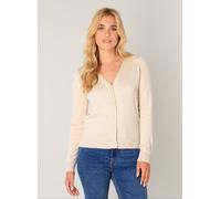 Strickjacke BASE LEVEL "Yvon", Damen, Gr. 48, beige, Strick, Obermaterial: 80% Viskose, 20% Nylon, unifarben, figurbetont hüftlang, V-Ausschnitt, Bündchen, Strickjacken Strickjacke, mit V-Ausschnitt (