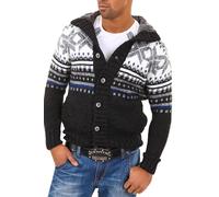 Strickjacke BEHYPE "CRSM", Damen, Gr. S, schwarz, 100% Polyacryl, unifarben, Strickjacken Strickjacke, mit modischem Norweger-Muster (23689916-S) schwarz