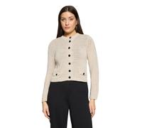 Betty Barclay Strickjacke Damen mit aufgesetzten Taschen – Grau-Beige, Rundhals, Gr. 40