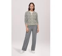 Strickjacke BETTY BARCLAY "Damen mit aufgesetzten Taschen", Damen, Gr. 44, grau (patch grau, beige), Strick, Obermaterial: 80% Polyamid, 13% Viskose, 7% Polyester, gerade normal, Rundhals, Strickjacke