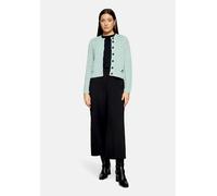 Strickjacke BETTY BARCLAY "Damen mit aufgesetzten Taschen", Damen, Gr. 48, grün (gray mist), Strick, Obermaterial: 65% Polyacryl, 35% Polyamid, Basic, gerade normal, Rundhals, Strickjacken Strickjacke