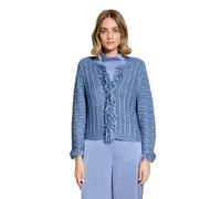 Strickjacke BETTY BARCLAY "Damen mit Fransen", Damen, Gr. 42, blau (patch blau, blau), Strick, Obermaterial: 84% Polyacryl, 16% Polyamid, lässig geschnitten normal, Rundhals, Strickjacken Strickjacke