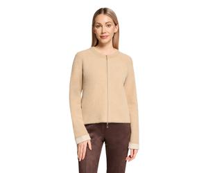 Strickjacke BETTY BARCLAY "Damen mit Reißverschluss", Damen, Gr. 40, beige, Strick, Obermaterial: 55% Polyester, 45% Polyamid, gerade normal, Rundhals, Strickjacken Strickjacke (21264121-40) beige