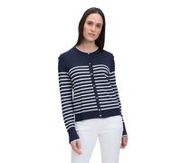 Strickjacke BETTY BARCLAY "Betty Barclay Basic-Strickjacke mit Streifen", Damen, Gr. 38, blau (patch dunkelblau, cream), Strick, Obermaterial: 72% Viskose, 28% Polyamid., casual, gerade normal, Langar