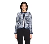 Strickjacke BETTY & CO "Damen mit Fransen", Damen, Gr. 42, weiß, dunkelblau, Strick, Obermaterial: 57% Baumwolle, 43% Polyester, gerade normal, Rundhals, Strickjacken Strickjacke (49078638-42) weiß, d