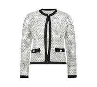 Strickjacke BETTY & CO "Damen mit Fransen", Damen, Gr. 44, schwarz (weiß, schwarz), Strick, Obermaterial: 72% Polyacryl, 28% Polyamid, gerade normal, Rundhals, Strickjacken Strickjacke (94436463-44) w