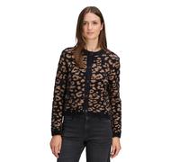 Strickjacke BETTY & CO "Damen mit Jacquard", Damen, Gr. 36, schwarz (schwarz, camel), Strick, Obermaterial: 78% Polyamid, 12% Baumwolle, 10% Polyacryl, gerade normal, Rundhals, Strickjacken Strickjack