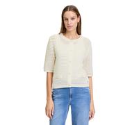 Strickjacke BETTY & CO "Damen mit Knopfleiste", Damen, Gr. 38, weiß (rohweiß), Strick, Obermaterial: 100% Polyester, gerade normal, Rundhals, Strickjacken Strickjacke, Struktur (24527245-38) rohweiß