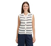 Strickjacke BETTY & CO "Damen mit Lochmuster", Damen, Gr. 42, weiß, dunkelblau, Strick, Obermaterial: 100% Baumwolle, gerade normal, Rundhals, Strickjacken Strickjacke (17085704-42) weiß, dunkelblau