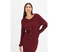 Strickjacke BONPRIX, Damen, Gr. 32/34 (XS), rot (rubinrot), Obermaterial: 80% Viskose, 20% Polyamid, lässig geschnitten, Strickjacken Strickjacke, lässig geschnittene Passform, Ripp-Strickart, feminin