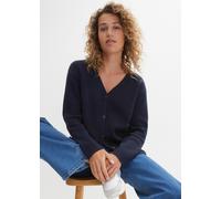 Strickjacke BONPRIX, Damen, Gr. 36/38 (S), blau (dunkelblau), Obermaterial: 50% Baumwolle, 50% Polyacryl, loose fit, Strickjacken Strickjacke, Loose fit, Milano Strick, Casual Stil, aus Baumwolle und