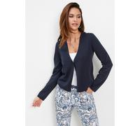 Strickjacke BONPRIX, Damen, Gr. 40/42 (M), dunkelblau, Strick, Obermaterial: 70% Baumwolle, 30% Polyamid, unifarben, bequem hüftlang, tiefer V-Ausschnitt, Strickkante, Strickjacken Strickjacke, bequem