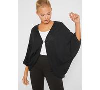 Strickjacke BONPRIX, Damen, Gr. 44/46 (L), schwarz, Feinstrick, Obermaterial: 100% Baumwolle, unifarben, oversize Po-bedeckend, V-Ausschnitt, Fledermausärmel, Strickjacken Strickjacke, Oversize-Passfo