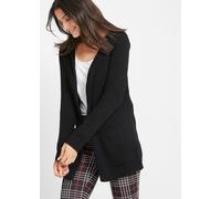 Strickjacke BONPRIX, Damen, Gr. 44/46 (L), schwarz (schwarz uni), Strick, Obermaterial: 50% Baumwolle, 50% Polyacryl, unifarben, loose fit hüftbedeckend, ohne Ausschnitt, normaler Saum, Strickjacken S