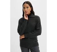 Strickjacke BONPRIX, Damen, Gr. 48/50 (XL), grau (anthrazit meliert), Obermaterial: 50% Viskose, 26% Polyamid, 24% Polyester, loose fit, Strickjacken Strickjacke, mit Knopfleiste, Loose Fit, im Casual