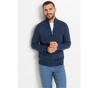 Strickjacke BONPRIX "Feinstrickjacke", Herren, Gr. 52/54 (L), blau, Strick, Obermaterial: 100% Polyacryl, unifarben, regular fit hüftbedeckend, hoch geschlossener Ausschnitt, Strickjacken Strickjacke,