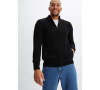 Strickjacke BONPRIX "Feinstrickjacke", Herren, Gr. 52/54 (L), schwarz, Strick, Obermaterial: 100% Polyacryl, unifarben, regular fit hüftbedeckend, hoch geschlossener Ausschnitt, Strickjacken Strickjac