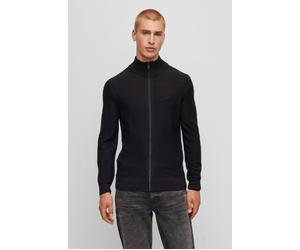 Strickjacke BOSS ORANGE "Avac", Herren, Gr. 3XL, schwarz, Strick, Obermaterial: 60% Schurwolle, 40% Polyacryl, bestickt, unifarben, regular fit hüftlang, Bündchen, Strickjacken Strickjacke, mit Logost