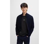 Strickjacke BOSS ORANGE "Avac", Herren, Gr. M, blau (dunkelblau404), Strick, Obermaterial: 60% Schurwolle, 40% Polyacryl, regular fit hüftlang, Bündchen, Strickjacken Strickjacke, mit Logostickerei au