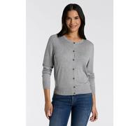 Strickjacke BOSS ORANGE "Fiaffizza Premium Damenmode", Damen, Gr. S, silber (silber 041), Feinstrick, Obermaterial: 60% Viskose, 35% Polyacryl, 5% Kaschmir, unifarben, Rundhals, Rippbündchen, Strickja