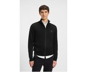 Strickjacke BOSS ORANGE "Kanozip Full Zip Cardigan", Herren, Gr. 3XL, schwarz001, Feinstrick, Obermaterial: 95% Baumwolle, 5% Kaschmir, unifarben, regular fit hüftlang, Bündchen, Strickjacken Strickja