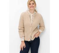 Strickjacke BRAX "Style ANN", Damen, Gr. 34, beige (sand), Strick, 35% Wolle, 30% Polyester, 25% Viskose, 10% Alpaka, Rundhals, Strickjacken Strickjacke, Cosy Alpaka: Strickjacke im Wollmix (27630239-
