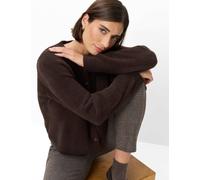 Strickjacke BRAX "Style ANN", Damen, Gr. 36, braun (dunkelbraun), Strick, 61% Polyamid, 39% Baumwolle, Rundhals, Strickjacken Strickjacke (35961717-36) dunkelbraun