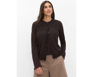 Strickjacke BRAX "Style ANN", Damen, Gr. 46, dunkelbraun, Strick, 90% Schurwolle, 10% Kaschmir, Rundhals, Strickjacken Strickjacke (29887539-46) dunkelbraun