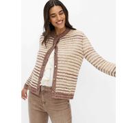 Strickjacke BRAX "Style ANN", Damen, Gr. 48, braun (taupe), Strick, 45% Polyacryl, 31% Wolle, 12% Polyamid, 11% Baumwolle, 1% Elasthan, Rundhals, Strickjacken Strickjacke (67731732-48) taupe