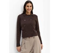 Strickjacke BRAX "Style ANNI", Damen, Gr. 44, braun (dunkelbraun), Strick, 100% Baumwolle, Strickjacken Strickjacke (48666629-44) dunkelbraun
