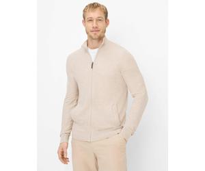 Strickjacke BRAX "Style JAKE", Herren, Gr. M, beige, Strick, 44% Baumwolle, 36% Leinen, 20% Polyester, Strickjacken Strickjacke (28590152-M) beige