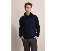 Strickjacke BUGATTI, Herren, Gr. 3XL, blau (marine), 80% Wolle, 20% Polyamid, kariert, regular fit, Rippbündchen, Strickjacken Strickjacke, mit unechtem Fellkragen (15057343-XXXL) marine