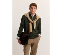 Strickjacke BUGATTI "Regular Fit", Herren, Gr. 3XL, 190, oliv, Strick, 100% Baumwolle, unifarben, regular fit, ohne Ausschnitt, Rippbündchen, Strickjacken Strickjacke, aus Baumwolle mit Stehkragen (59