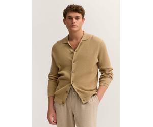 Strickjacke BUGATTI "Regular Fit", Herren, Gr. L, 40, beige, Rippstrick, 100% Baumwolle, unifarben, regular fit, Strickjacken Strickjacke, geknöpft mit Polokragen (36780564-L) 40, beige